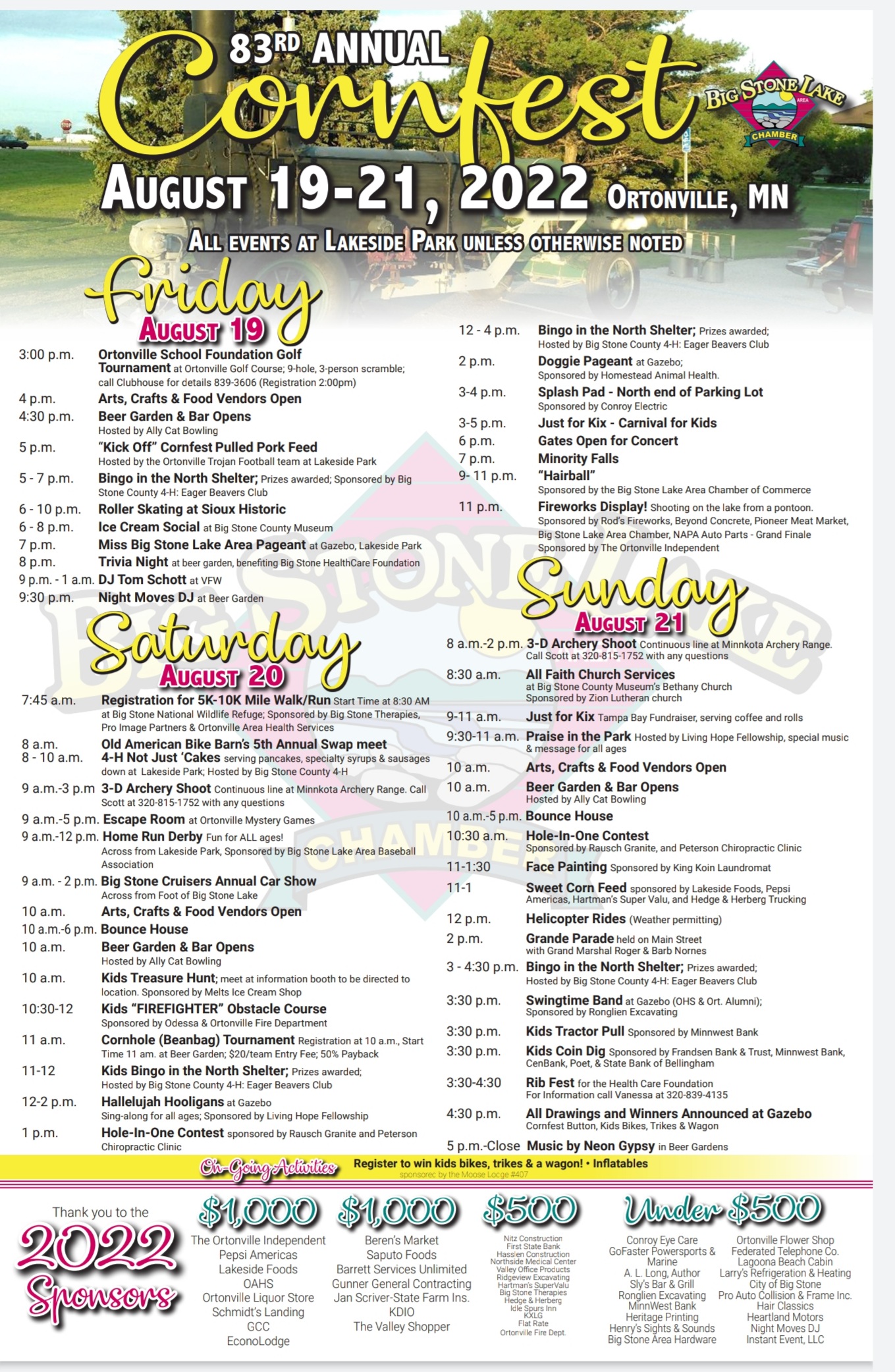 2022cornfestschedule Big Stone Lake Area Chamber of Commerce